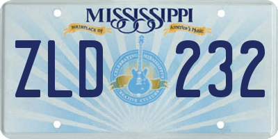 MS license plate ZLD232