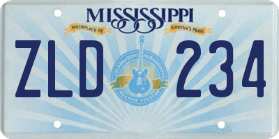 MS license plate ZLD234