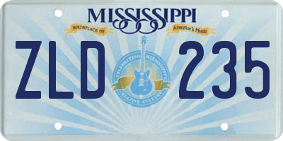 MS license plate ZLD235
