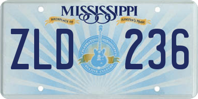 MS license plate ZLD236