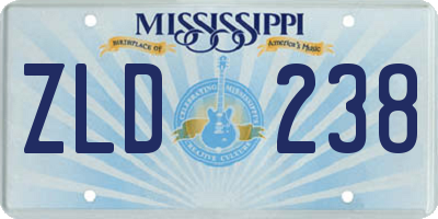 MS license plate ZLD238