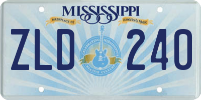 MS license plate ZLD240
