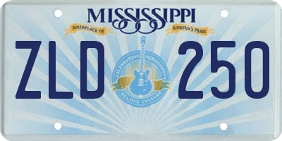 MS license plate ZLD250
