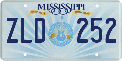 MS license plate ZLD252