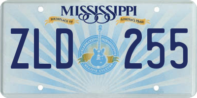 MS license plate ZLD255