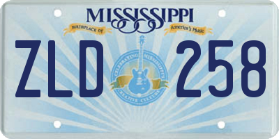 MS license plate ZLD258