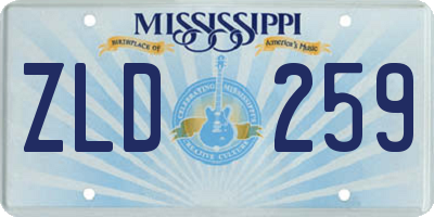 MS license plate ZLD259