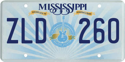 MS license plate ZLD260