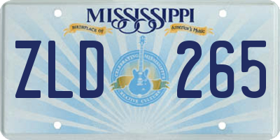MS license plate ZLD265