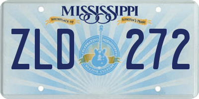 MS license plate ZLD272