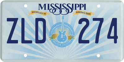 MS license plate ZLD274