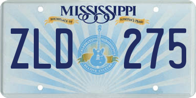 MS license plate ZLD275