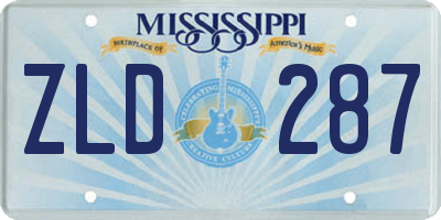 MS license plate ZLD287