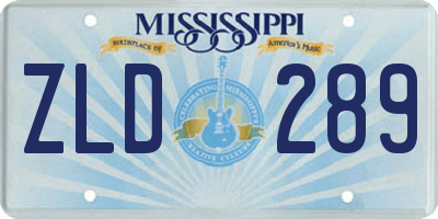 MS license plate ZLD289
