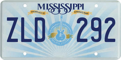 MS license plate ZLD292