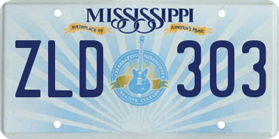 MS license plate ZLD303