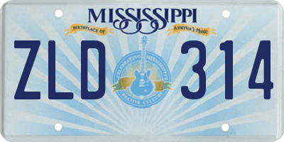 MS license plate ZLD314