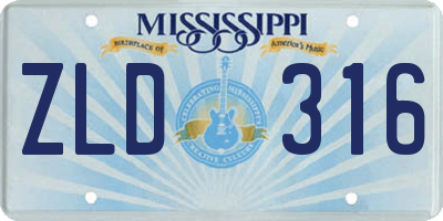 MS license plate ZLD316