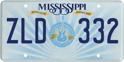 MS license plate ZLD332