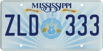 MS license plate ZLD333