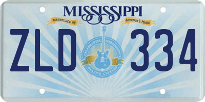 MS license plate ZLD334