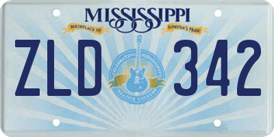 MS license plate ZLD342