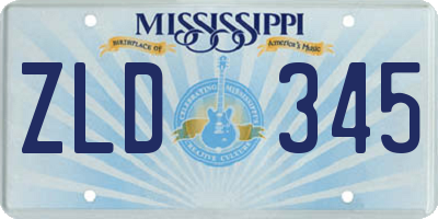 MS license plate ZLD345