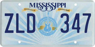 MS license plate ZLD347