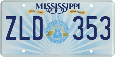 MS license plate ZLD353