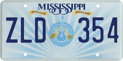 MS license plate ZLD354