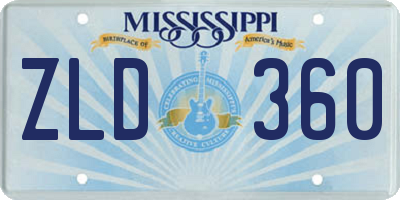MS license plate ZLD360