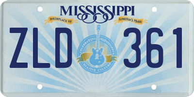 MS license plate ZLD361