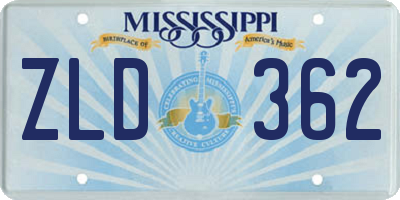 MS license plate ZLD362