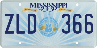 MS license plate ZLD366