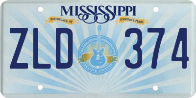 MS license plate ZLD374