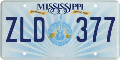 MS license plate ZLD377