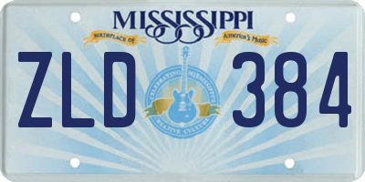 MS license plate ZLD384