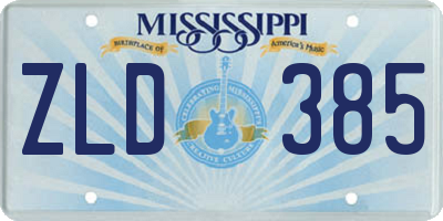 MS license plate ZLD385