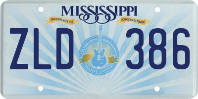 MS license plate ZLD386