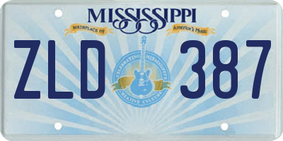 MS license plate ZLD387
