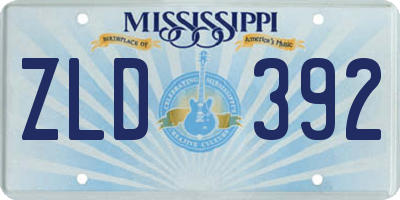 MS license plate ZLD392