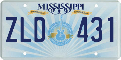 MS license plate ZLD431