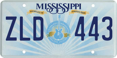 MS license plate ZLD443