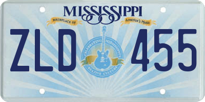 MS license plate ZLD455