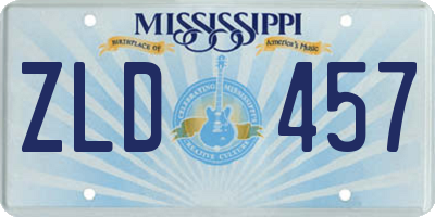 MS license plate ZLD457