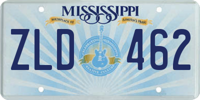 MS license plate ZLD462