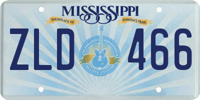 MS license plate ZLD466
