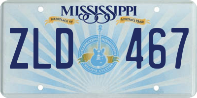 MS license plate ZLD467