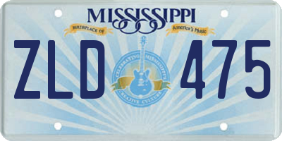 MS license plate ZLD475