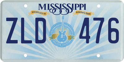 MS license plate ZLD476